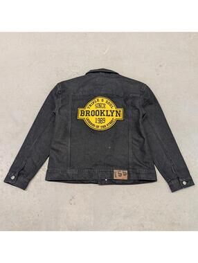 Y2K Triple Five Soul Brooklyn New York Black Denim Jacket